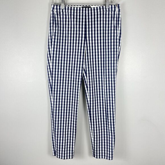 J CREW Women’s Plaid Gingham Pants Navy Preppy Money - Picture 2 of 7